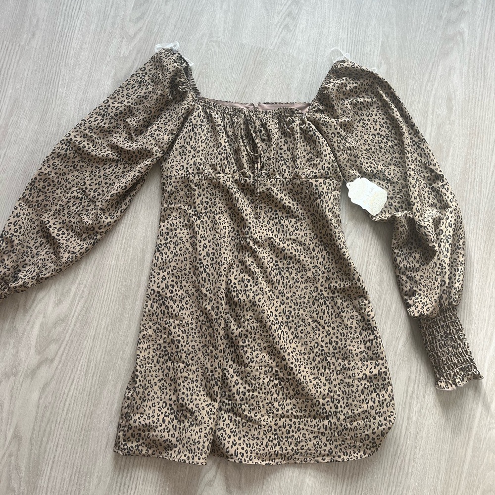 Cheetah print long sleeve dress
